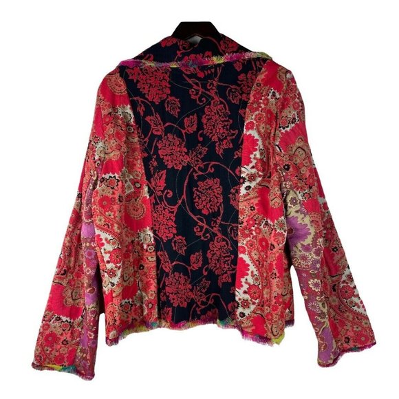 Nothing Matches XL 14 16 Jacket Blazer Art to Wear Floral Red Pink Lagenlook - Picture 3 of 5